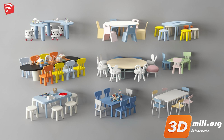 Kid's table and chairs Skp Files 